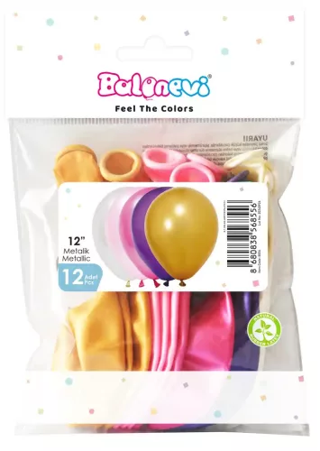 BALONEVI lufi, 12" 30cm, 12db/cs, Metallic Girl Assorted