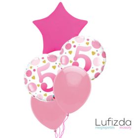   Héliumos luficsokor szülinapra,  5-ös számmal - INGYENES GLS szállítással
