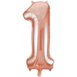 Számos lufi 34" 86cm óriás Rosegold szám, számjegy 1-es