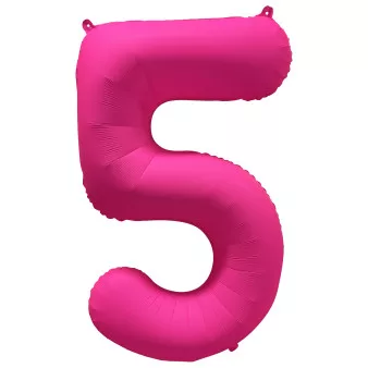 Számos lufi 34" 86cm óriás neon Rózsaszín szám, számjegy 5-ös, 