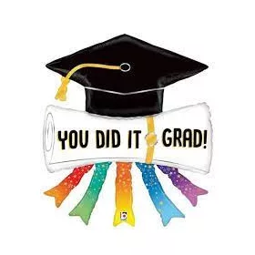   Ballagási óriás lufi 44" 112cm, You did it grad, Ballagási kalap