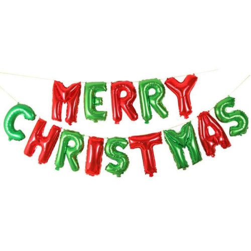 Merry Christmas, piros-zöld 16" fólia betűk, csak levegővel tölthető