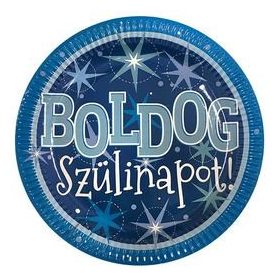 Papírtányér 23 cm 6db Boldog szülinapot, 33527