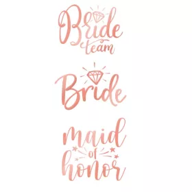   Tetoválás lánybúcsúra, Bride To Be, Bride team, Rosegold