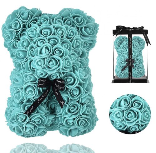 Virágmaci, Rózsamaci, 24cm, türkiz