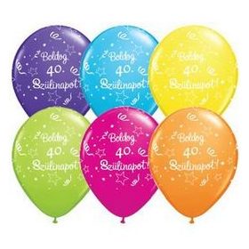   Szám, Számos latex lufi 11" 28cm 6db 40-es lufi Boldog 40. szülinapot!, q46363rp