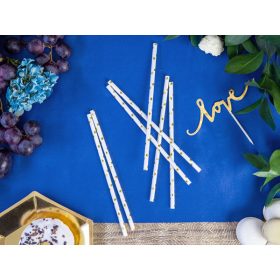 Szívószál papír, arany csillagokkal 10db