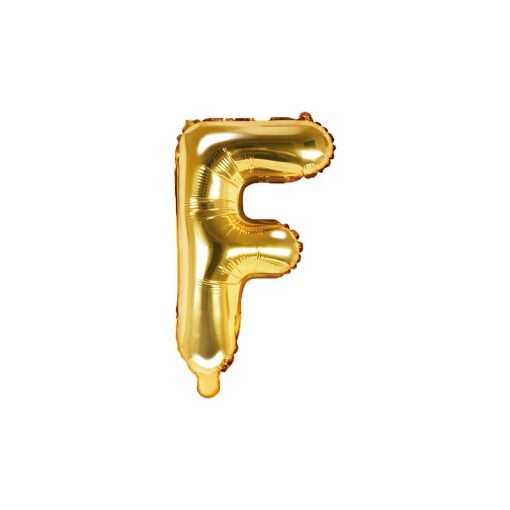 Betű lufi 16" 40cm arany fólia betű, F betű, levegővel tölthető