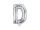 Betű lufi 14" 35cm ezüst fólia betű, D betű, levegővel tölthető