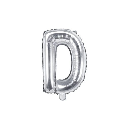 Betű lufi 16" 40cm ezüst fólia betű, D betű, levegővel tölthető
