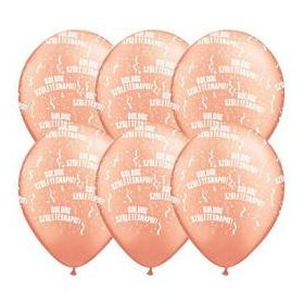   Szülinapi latex lufi 11" 28cm 6db Boldog születésnapot! Rosegold, q48008-8