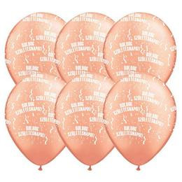 Szülinapi latex lufi 11" 28cm 6db Boldog születésnapot! Rosegold, q48008-8