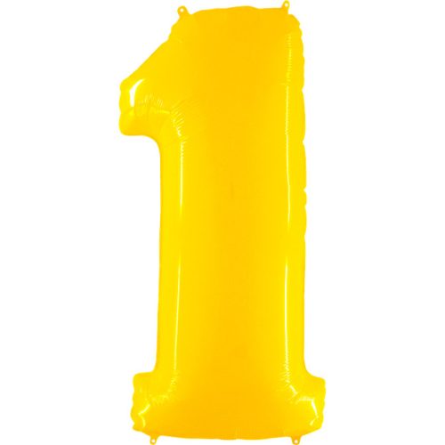 Számos lufi 34" 86cm óriás sárga fólia szám, számjegy 1-es