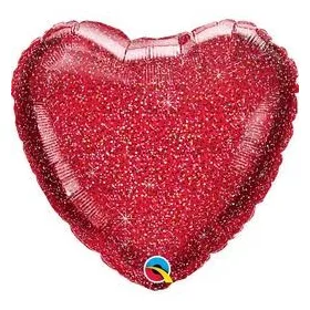 Glitteres szív lufi 18" 45cm Piros szív