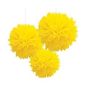   Függő dekoráció, bolyhos papír 41cm 3db, sárga, a1805509