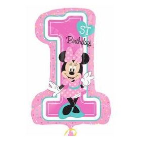   Számos lufi 28" 71cm óriás Minnie szám, számjegy 1-es, 1. szülinap 