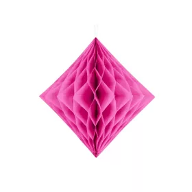 Méhsejt lampion dekoráció, Magenta - 30cm, rombusz
