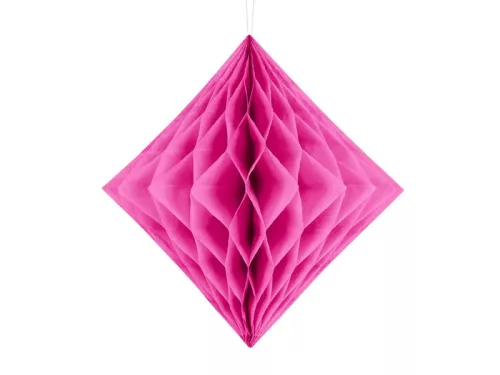 Méhsejt lampion dekoráció, Magenta - 30cm, rombusz