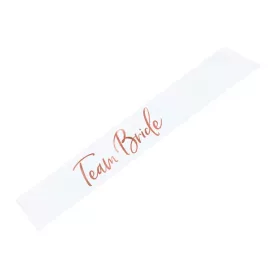 Vállszalag lánybúcsúra, Team Bride, Fehér-Rosegold