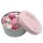Szappanból készült virágkompozíció, szappanvirág kerek díszdobozban, Rózsaszín