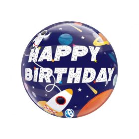   Szülinapi Bubbles lufi 22" 56cm űrhajós,  Happy Birthday
