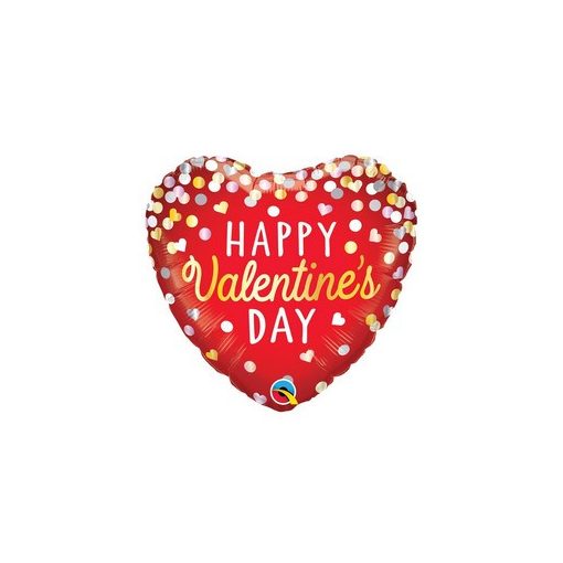 Fólia lufi 18" 45cm "Happy Valentines Day " szív, 97165, héliummal töltve