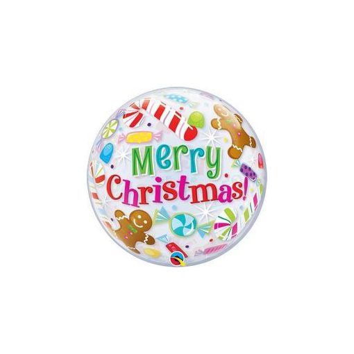 Karácsonyi Bubbles lufi 22" 56cm Héliummal töltve, 43434