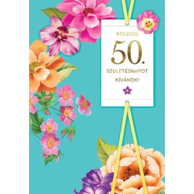   Cardex képeslap Boldog 50. születésnapot igényelok!, borítékkal