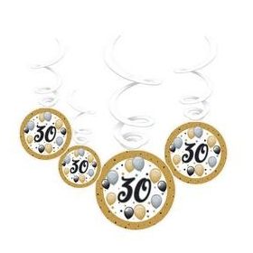 Függő dekoráció, 30-as, 6db, Elegáns, 23018