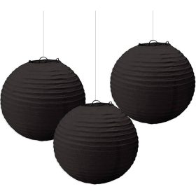 Lampion gömb 24cm 3db, Fekete