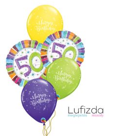   Héliumos luficsokor szülinapra, 50-es - INGYENES GLS szállítással