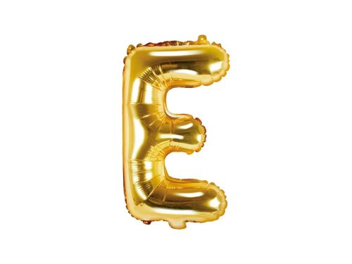 Betű lufi 14" 35cm arany fólia betű, E betű, levegővel tölthető