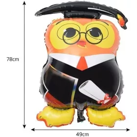 Ballagási óriás fólia lufi 34" 86cm bagoly, 55863, héliummal töltve