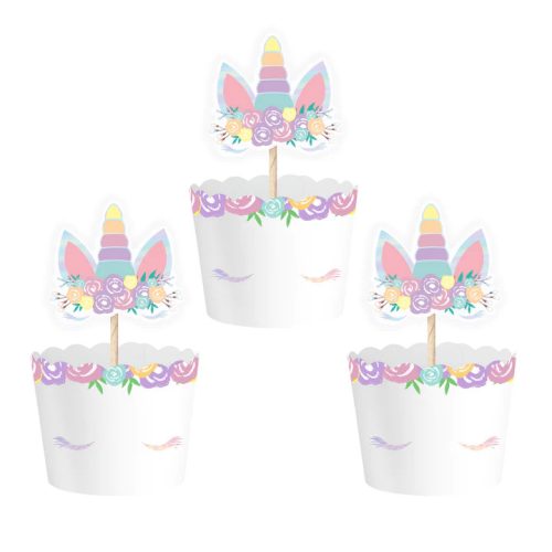 Cupcake papír unikornis, unicorn, 6db