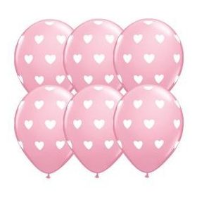   Latex lufi 11" 28cm  6db szív mintával, rózsaszín, 18078
