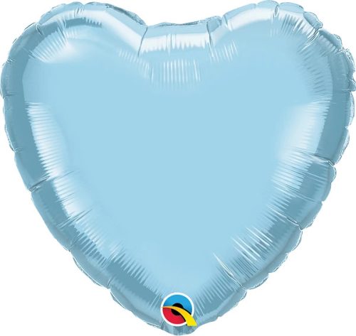 Egyszínű szív fólia lufi 18" 45cm Pearl Light Blue, gyöngyház világoskék szív, 