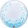 Deco Bubble lufi 24" 61cm krisztálytiszta, átlátszó, kék konfetti mintával, Héliummal töltve, 57789