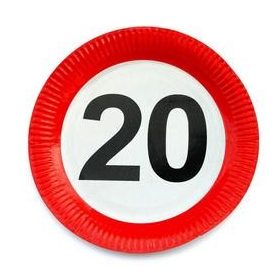   Papírtányér sebességkorlátozó 20-as számmal 23cm 6db, 20666