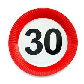   Papírtányér sebességkorlátozó 30-as számmal 23cm 6db, 20673