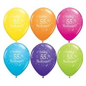   Szám, Számos latex lufi 11" 28cm 6db 55-ös lufi Boldog 55. szülinapot!, q46502rp