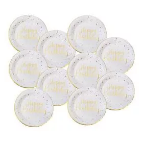   Papírtányér 23cm 10db Happy Birthday, elegáns Arany st6745