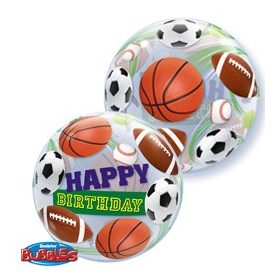   Szülinapi Bubbles lufi 22" 56cm   Happy Birthday, sport ball