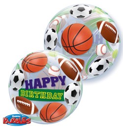 Szülinapi Bubbles lufi 22" 56cm Héliummal töltve Happy Birthday, sport ball, 34821