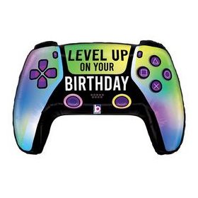   Szülinapi lufi 30" 76cm óriás fólia, Gamer, kontroller, Level up on your Birthday