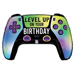 Szülinapi lufi 30" 76cm óriás fólia, Gamer, kontroller, Level up on your Birthday