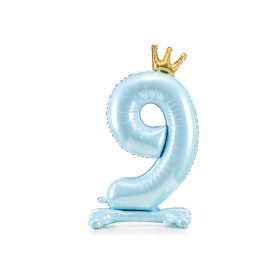   Talpas számos lufi 33" (84cm) fólia szám, számjegy, 9 csak levegővel tölthető, Kék