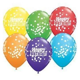   Szülinapi latex lufi 11" 28cm 6db Happy Birthday!, 52975