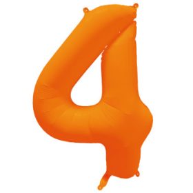   Számos lufi 34" 86cm óriás neon narancssárga szám, számjegy 4-es, 