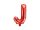 Betű lufi 14" 35cm piros fólia betű, J betű, levegővel tölthető