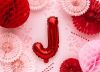 Betű lufi 14" 35cm piros fólia betű, J betű, levegővel tölthető
